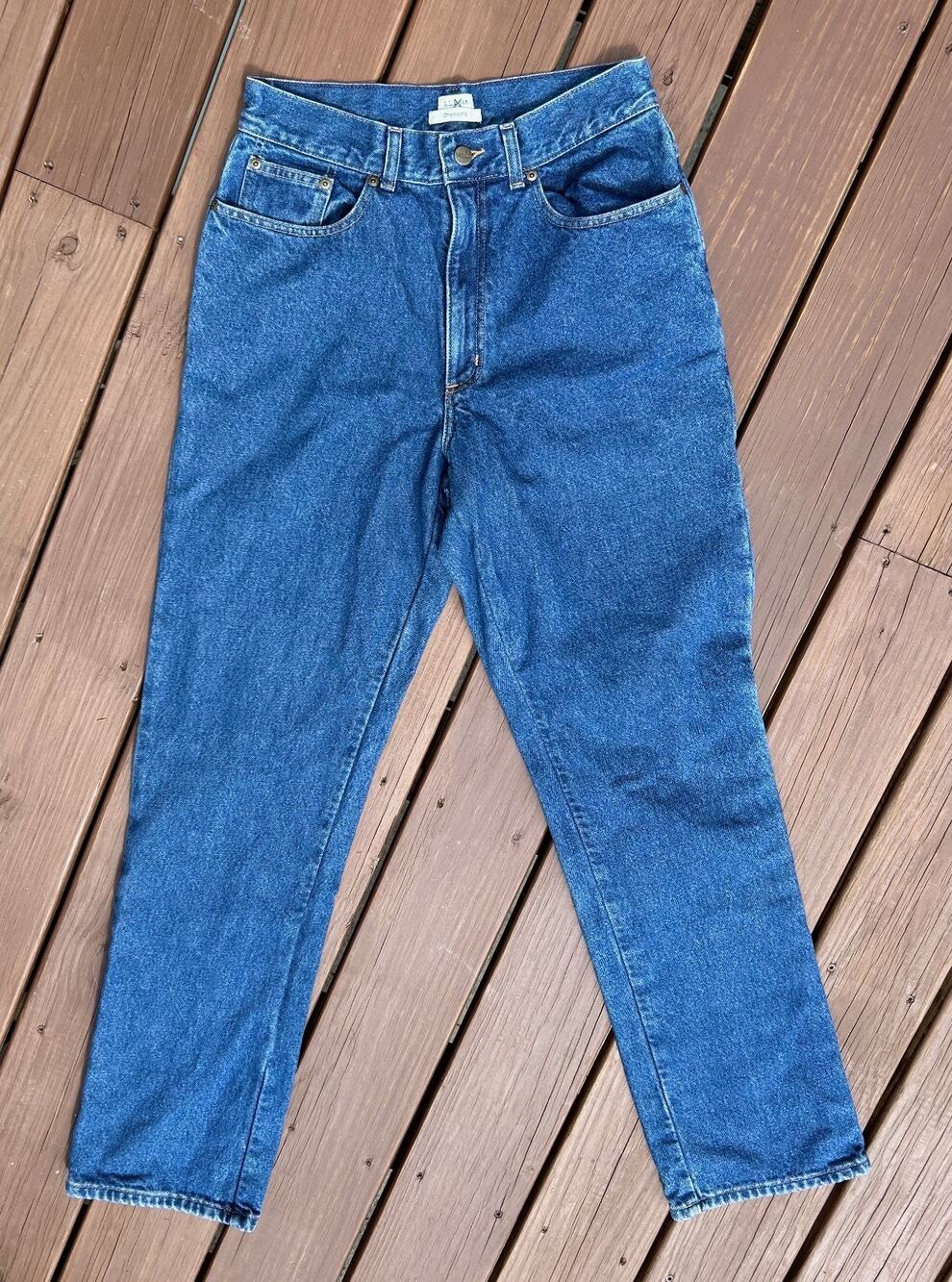 LL Bean Womens 10 Tall Flannel Lined Jeans Red Plaid Original Fit Vintage 90s